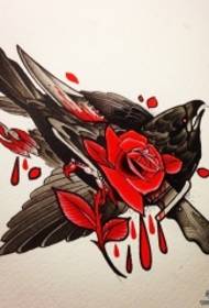 Ръкопис на татуировка от розова европейска училищна врана