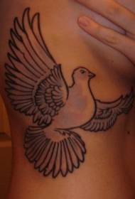 Girls Side Ribs Peace Dove Pattern Tattoo