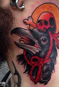 neck crow tattoo pattern