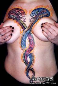 schoonheid rondborstige super knappe vlam slang tattoo patroon