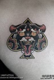 一款精美很帅的黑桃豹子纹身图案