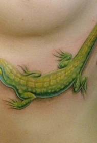 patró de tatuatge de llangardaix verd bonic a les costelles