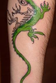 arm color lizard half skeleton tattoo pattern