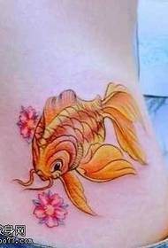 cor cintura pequeno patrón de tatuaxe de peixes de ouro