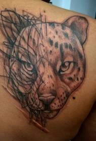 barna vicces leopárd tetoválás minta a vállán