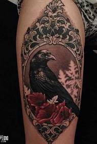 leg crow tattoo pattern