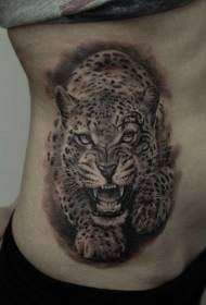 talje realistisk stor kat leopard tatoveringsmønster