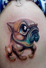 patró de tatuatge de bulldog de dibuixos animats de braç