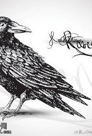ръчно рисуван класически модел татуировка на врана