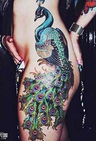 waist peacock tattoo pattern