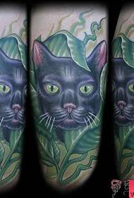 Niedliches schwarze Katzen-Tätowierungs-Muster-Bild