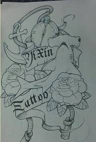 Good-looking Clock Anchor Shark Rose Tattoo Manuscript Picture Picture