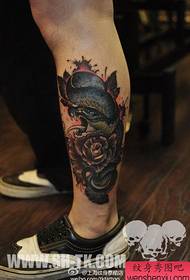 leg domineering cool new school snake and rose tattoo pattern