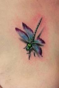 girl back painted watercolor sketch creative 3d dragonfly tattoo picture