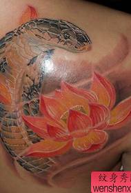 skulder 3D-farve slange lotus tatoveringsmønster