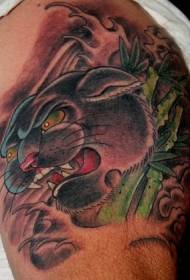 bamboo and panther head tattoo pattern