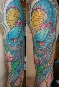 Braccio stile asiatico blu serpente tatuaggio modello
