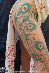hip peacock tattoo pattern