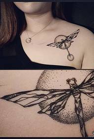 igxalaba iYurophu kunye neMelika i-dragonfly umgca wokuqina we tattoo