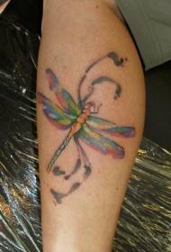 Legs Colorful Beautiful dragonfly Tattoo Pattern
