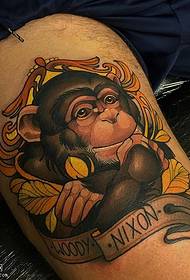 Thigh monkey tattoo pattern