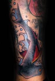 New School Style Color Hammer Head haaien tattoo patroon