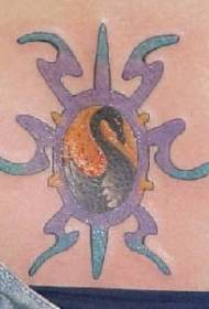 Sun Totem and Black Swan Tattoo Pattern