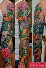 super handsome beautiful flower arm snake tattoo pattern