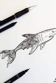 サメ人格ラインタトゥーパターン原稿