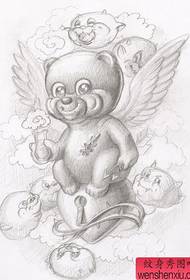 lindo oso alas dibujo tatuaje patrón imagen