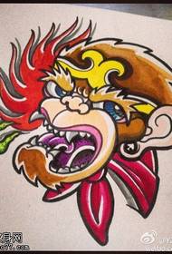 kleur tekenprent aap tatoeëermerk manuskrip patroon