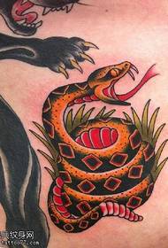 back colored snake tattoo pattern
