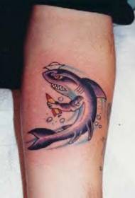 Arm Color Cartoon Shark Tattoo Pattern