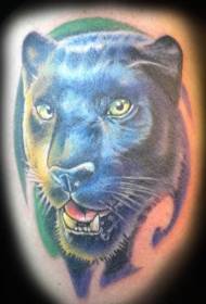 Colorful Realistic Panther Tattoo Pattern