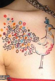 chest beautiful peacock tattoo pattern