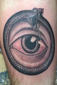 piger på armen sortgrå skitse punkt tornfærdigheder kreative slange Gud øje tatoveringsbilleder