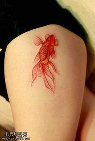 Leg goldfish color tattoo pattern