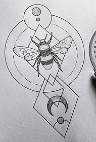 school 几何蜜蜂月亮tattoo纹身图案手稿