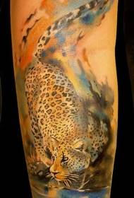 modèle de tatouage léopard coloré bras