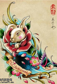 color school style rabbit swallow tattoo manuscript picture