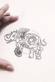 Eiropas ziedu ziloņu tetovējuma tetovējuma manuskripts