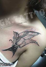 chest small swallow tattoo pattern