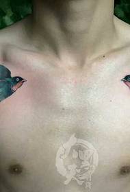chest swallow tattoo pattern