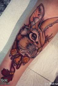 cute rabbit tattoo pattern on the calf
