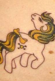 Colored beautiful cartoon pony tattoo pattern
