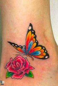 Foot color butterfly tattoo pattern