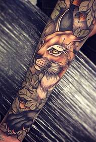 arm painted rabbit tattoo pattern