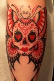 Crânio de estilo mexicano com asas de borboleta tatuagem padrão