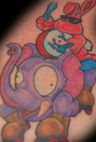кролик верхом слон цвет мультфильм рисунок татуировки