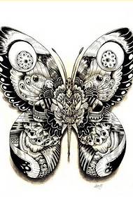Slatki lijepi uzorak rukopisa tetovaža leptira za uživanje u slikama